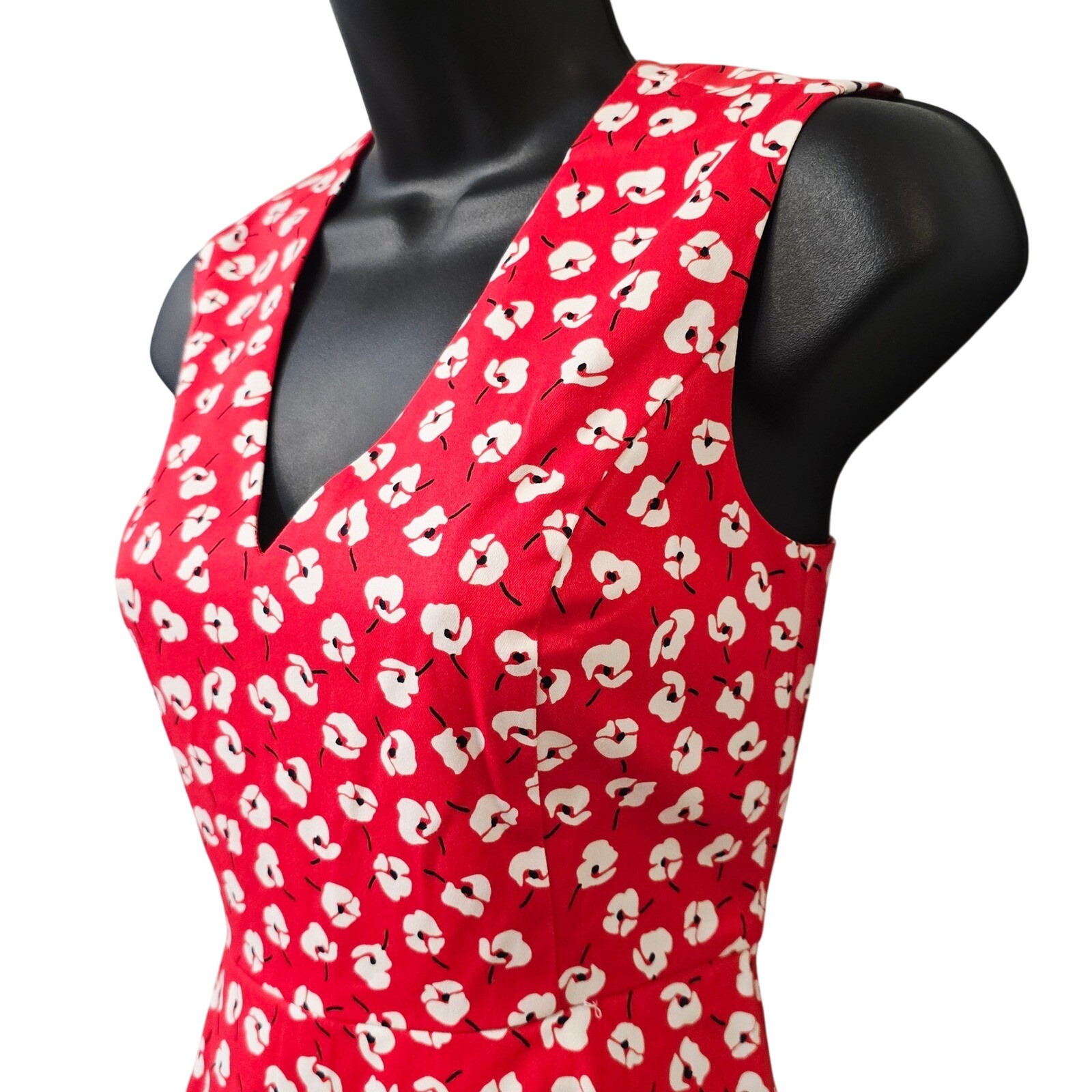 Nwt Draper James Love Circle Dress Lipstick Red Multi Floral V-Neck Drw0479 — image 2 of 8